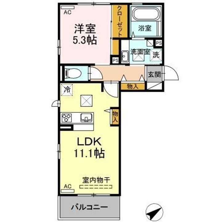 オッツセンチュリー長府 A棟の間取り