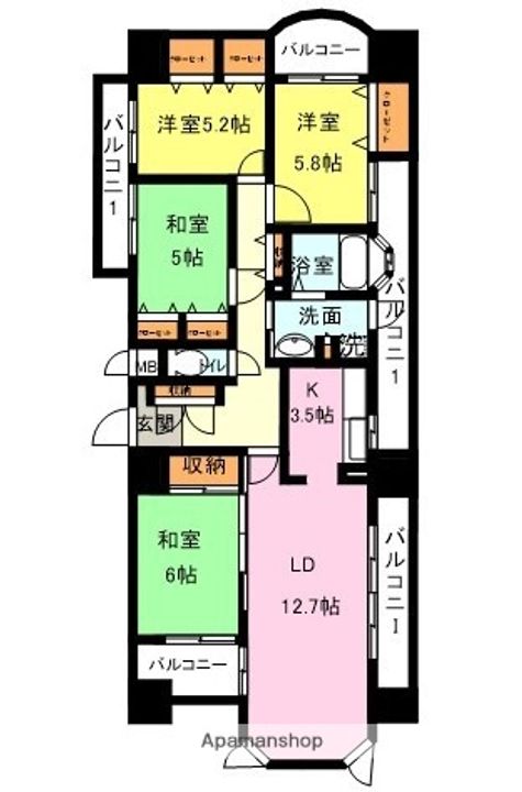 グランドパレス下関プラージュの間取り