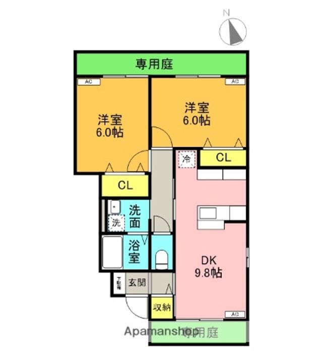 ディアコート弐番館A105の間取り