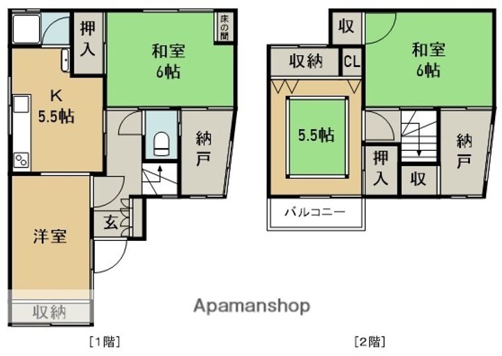 徳島県徳島市北沖洲2丁目(一戸建)の賃貸物件戸建ての間取り