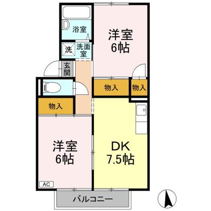 屋島ハイツ B棟の間取り