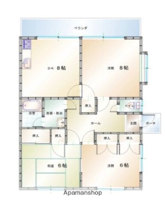 下林クローバーハイツ2階東の間取り