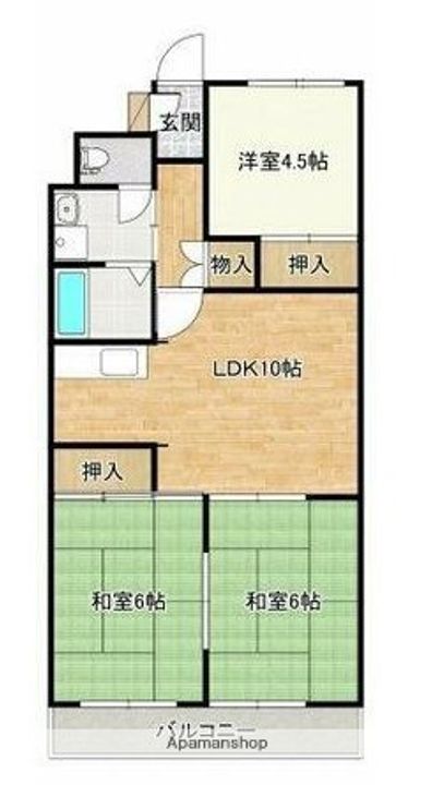 愛媛県東温市北方の賃貸マンションの間取り