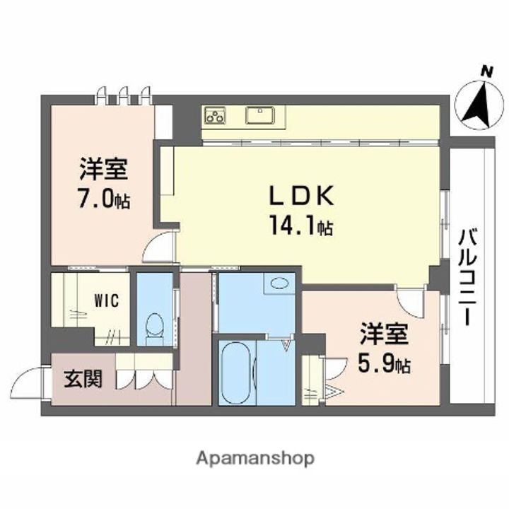 愛媛県松山市岩崎町1丁目の賃貸マンションの間取り