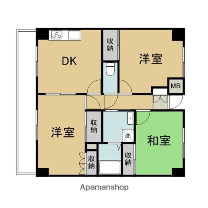 愛媛県西条市新田の賃貸マンションの間取り