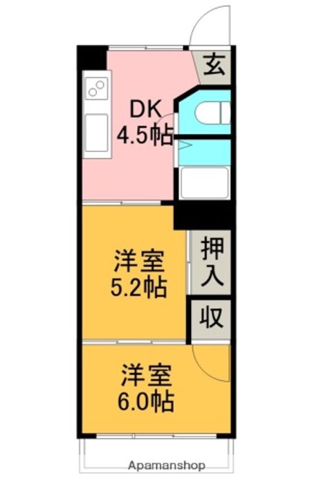 コーポ愛宕D-2の間取り