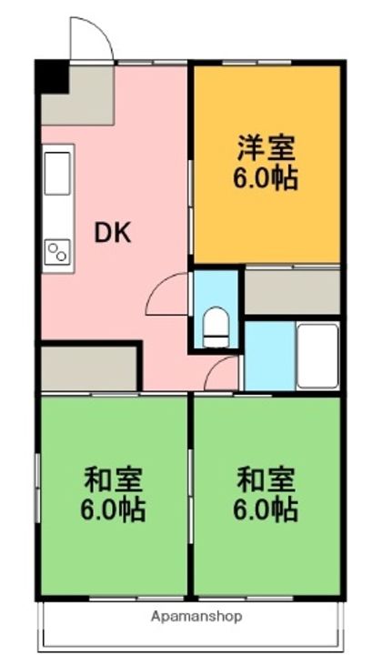 第13つくもコーポ602の間取り