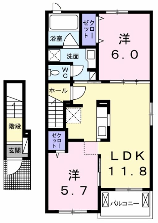 ヴィラ・プランドール Ⅱの間取り