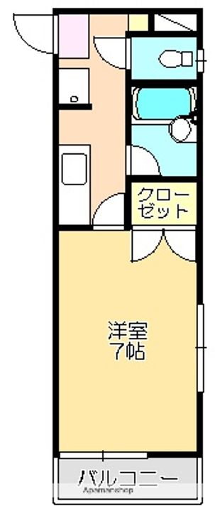 ワンパースンハイツA棟205の間取り