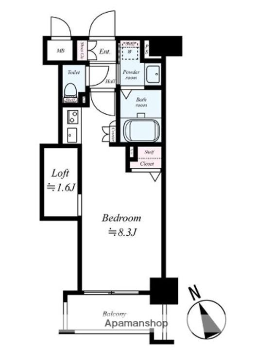 福岡県福岡市中央区清川2丁目の賃貸マンションの間取り