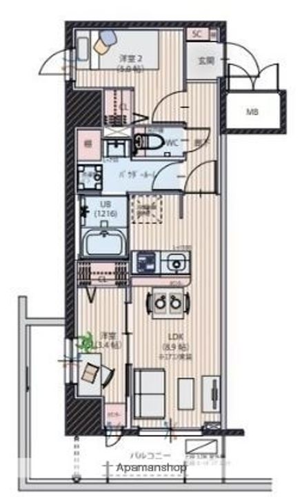 シンセラティ薬院402の間取り