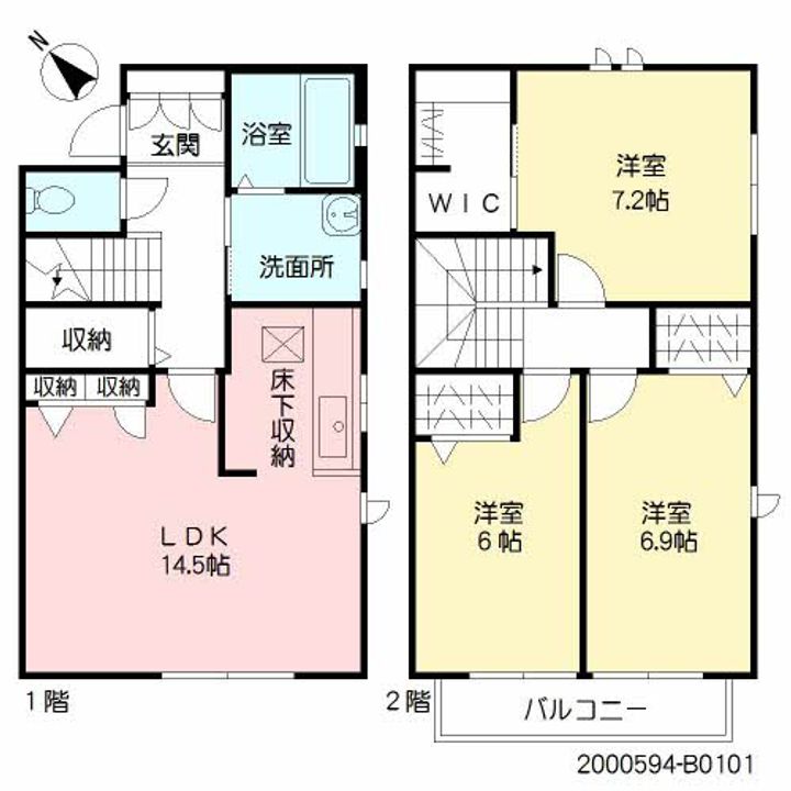 福岡県福岡市博多区昭南町2丁目の賃貸アパートの間取り