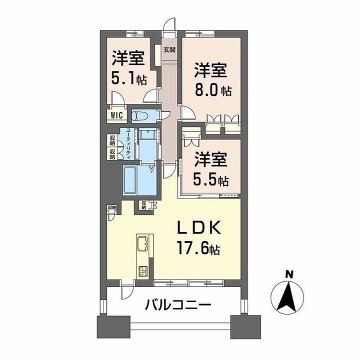 福岡県福岡市東区香椎照葉4丁目の賃貸マンションの間取り
