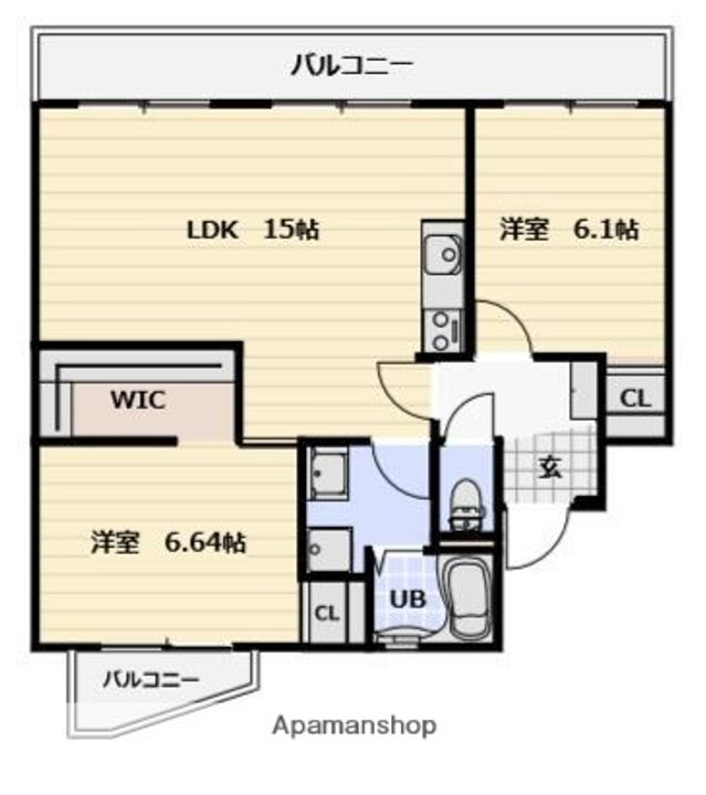福岡県太宰府市通古賀3丁目の賃貸マンションの間取り