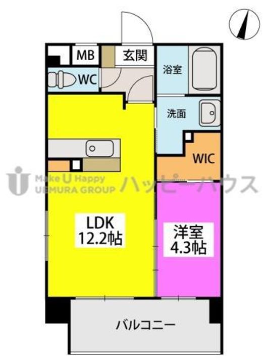福岡県筑紫野市二日市中央5丁目の賃貸マンションの間取り
