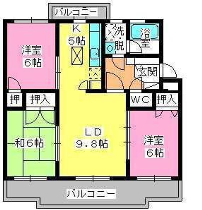 福岡県筑紫野市杉塚1丁目の賃貸マンションの間取り