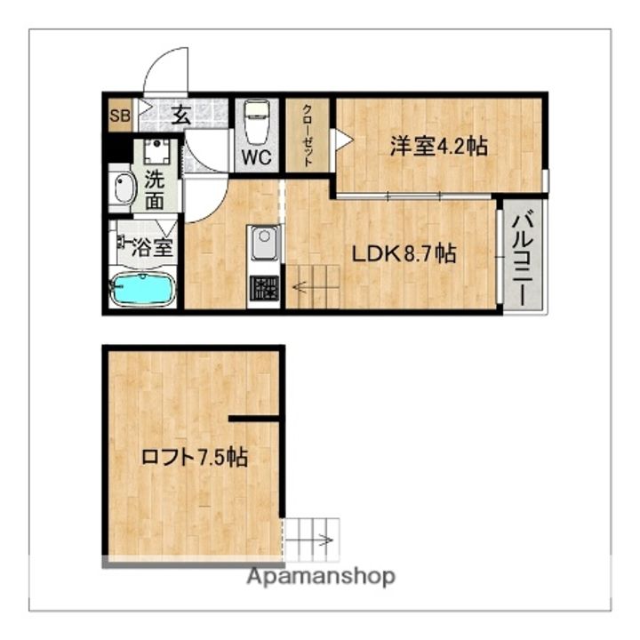福岡県筑紫野市二日市北1丁目の賃貸アパートの間取り