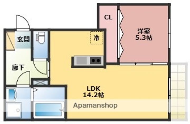 福岡県筑紫野市紫6丁目の賃貸アパートの間取り