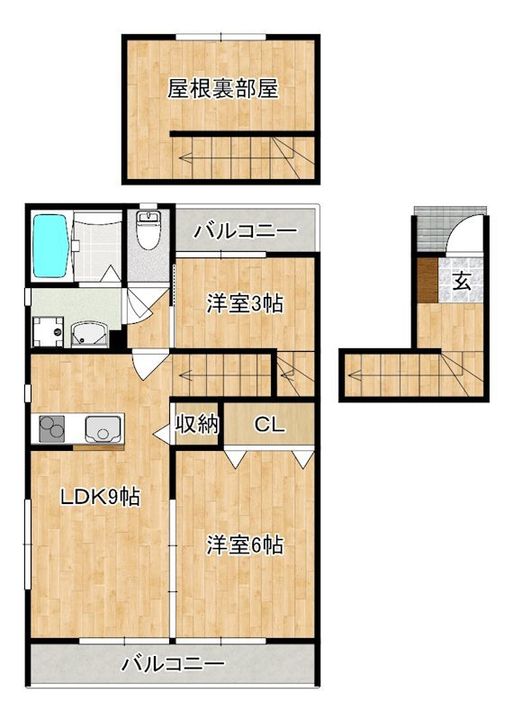 福岡県朝倉郡筑前町依井の賃貸アパートの間取り