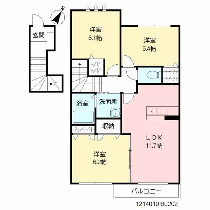 ウィングコート水城 Ⅱ棟の間取り