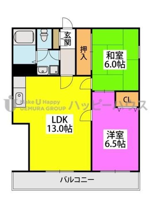 福岡県大野城市瓦田1丁目の賃貸マンションの間取り