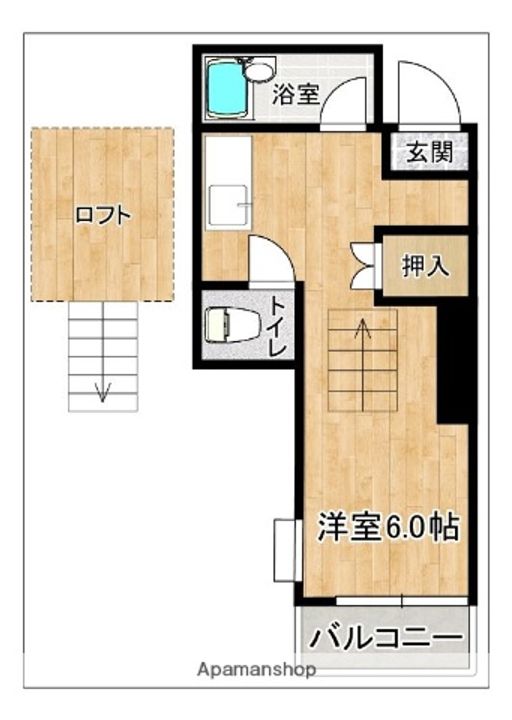 福岡県筑紫野市二日市北1丁目の賃貸アパートの間取り
