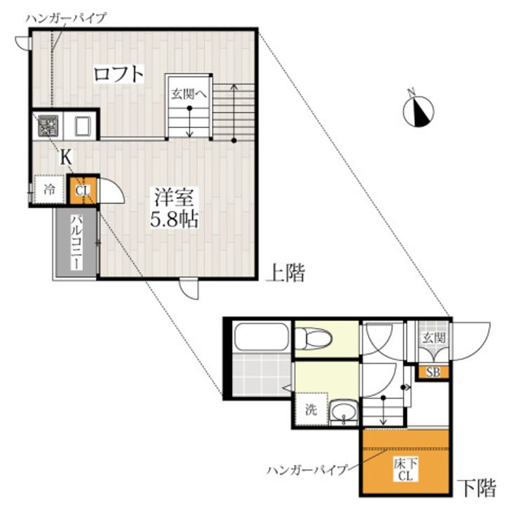 福岡県福岡市東区原田4丁目の賃貸アパートの間取り