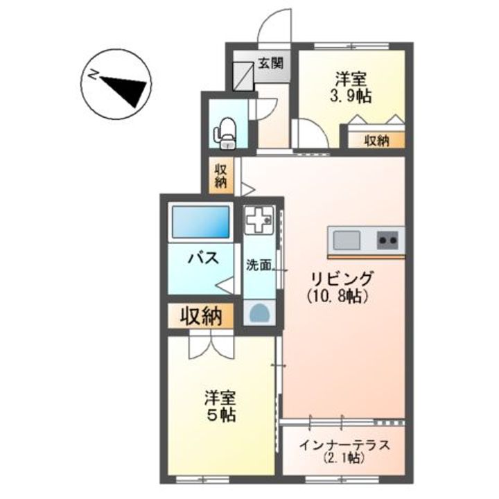 宗像市平井1丁目アパート106の間取り