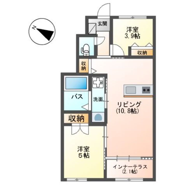宗像市平井1丁目アパート103の間取り