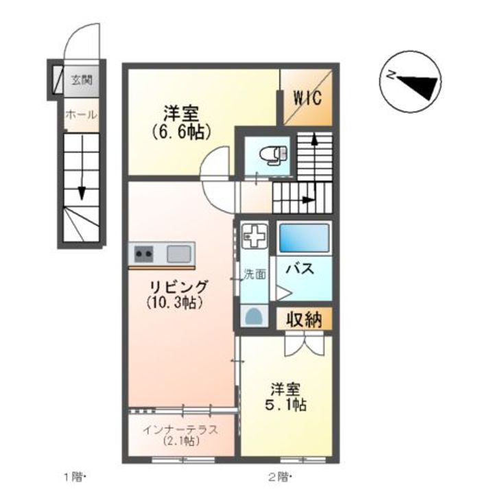 宗像市平井1丁目アパート205の間取り