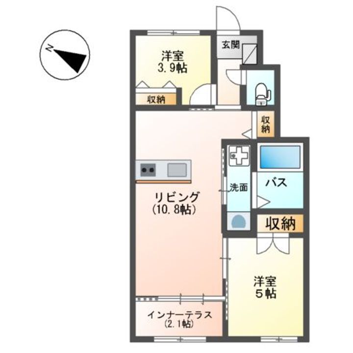 宗像市平井1丁目アパート102の間取り
