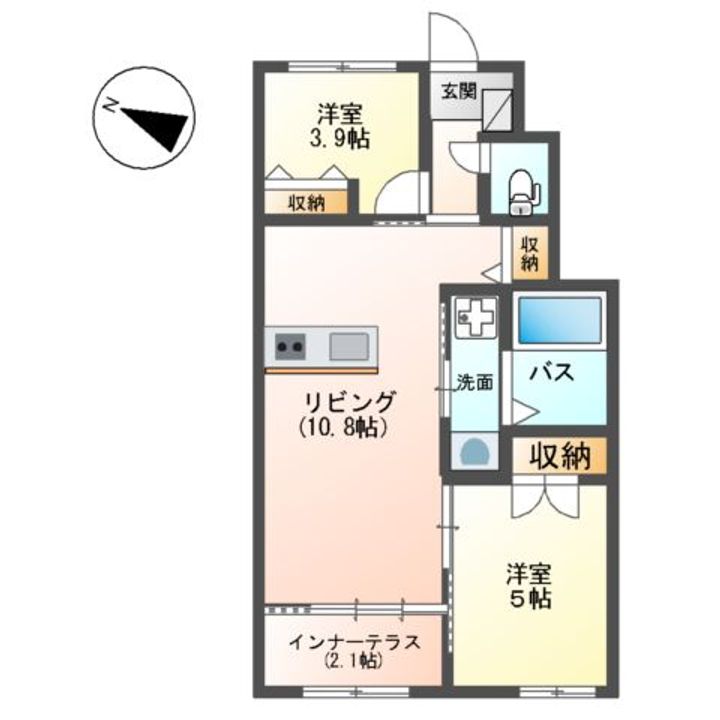 宗像市平井1丁目アパート110の間取り