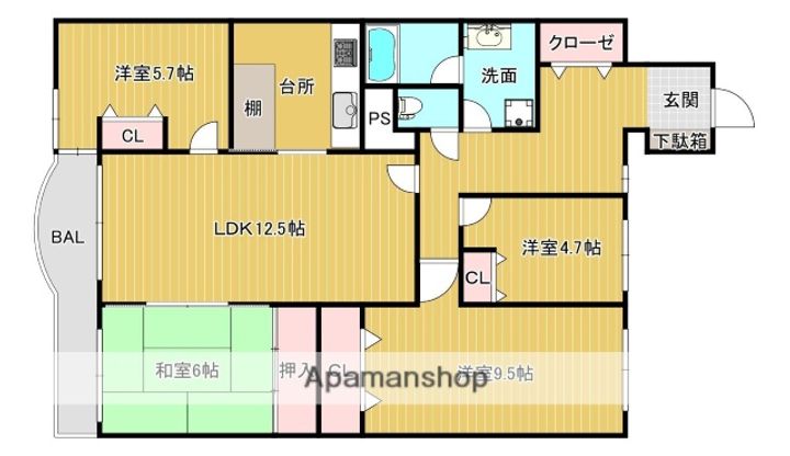 福岡県福岡市南区寺塚2丁目の賃貸マンションの間取り