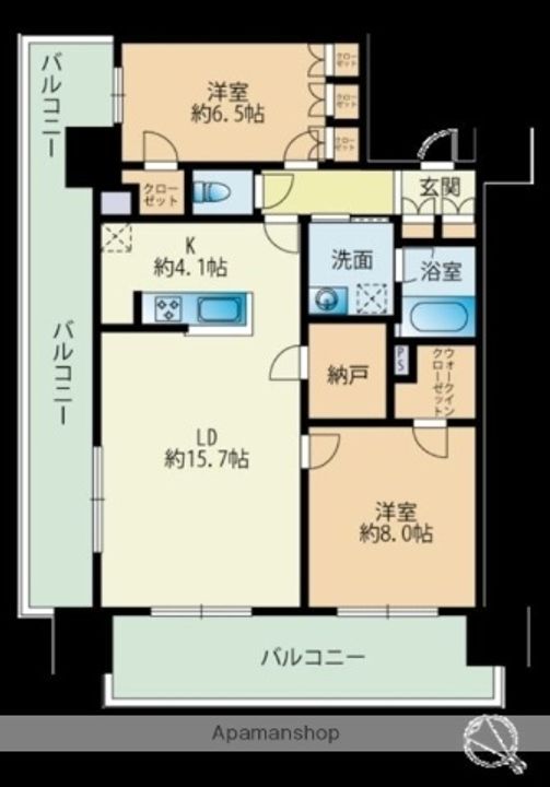 福岡県福岡市中央区渡辺通4丁目の賃貸マンションの間取り