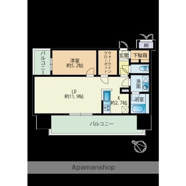 福岡県福岡市中央区渡辺通4丁目の賃貸マンションの間取り