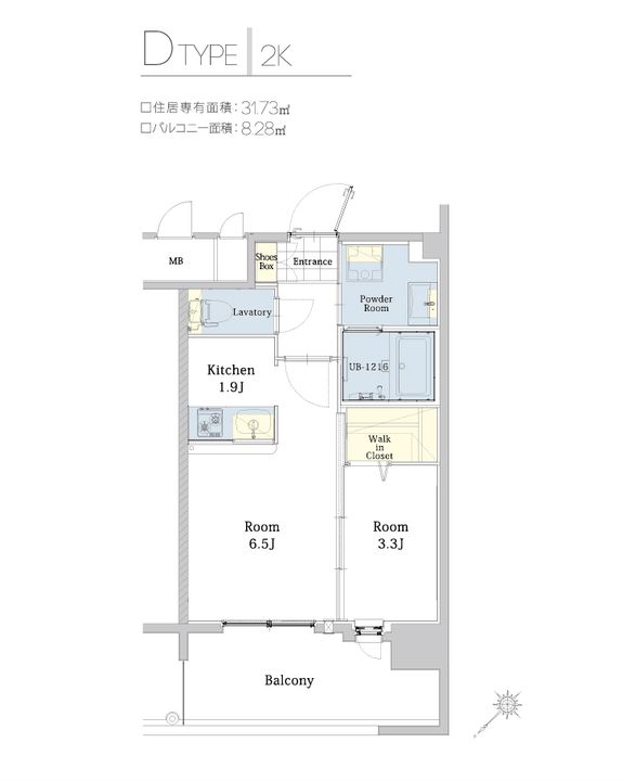 福岡県福岡市博多区博多駅東3丁目の賃貸マンションの間取り