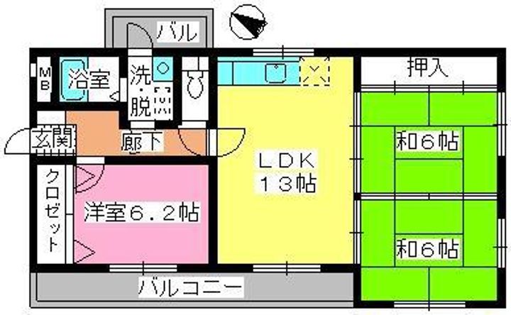 福岡県福岡市南区三宅2丁目の賃貸マンションの間取り