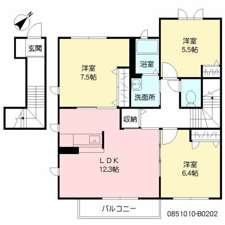 グランデュオ紙小 B棟の間取り