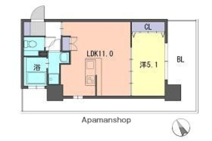 福岡県福岡市中央区渡辺通5丁目の賃貸マンションの間取り