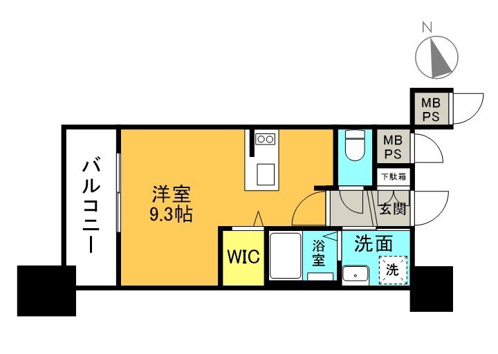福岡県福岡市博多区住吉2丁目の賃貸マンションの間取り