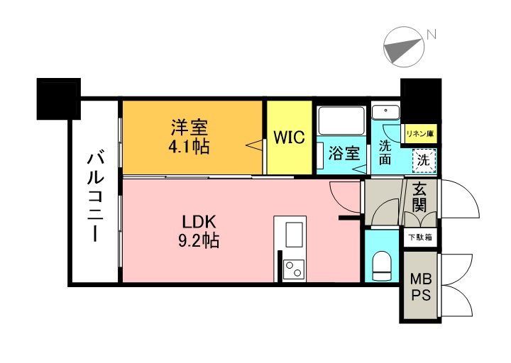福岡県福岡市博多区住吉2丁目の賃貸マンションの間取り