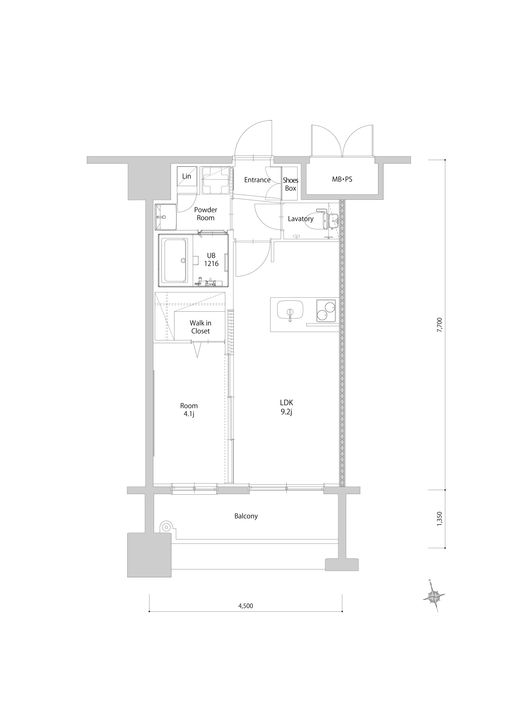 福岡県福岡市博多区住吉2丁目の賃貸マンションの間取り