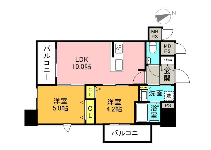 福岡県福岡市博多区住吉2丁目の賃貸マンションの間取り
