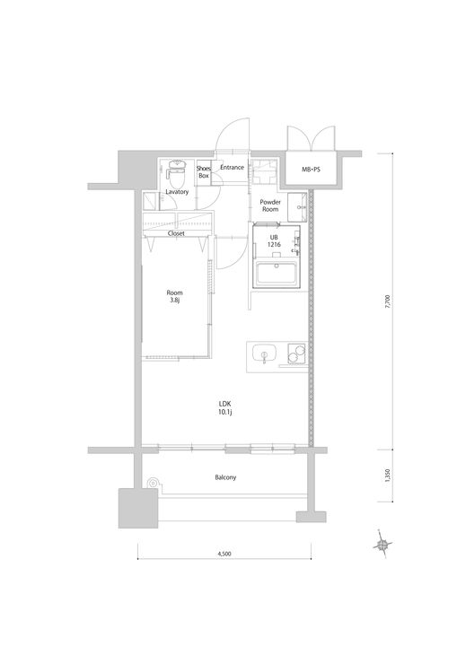福岡県福岡市博多区住吉2丁目の賃貸マンションの間取り