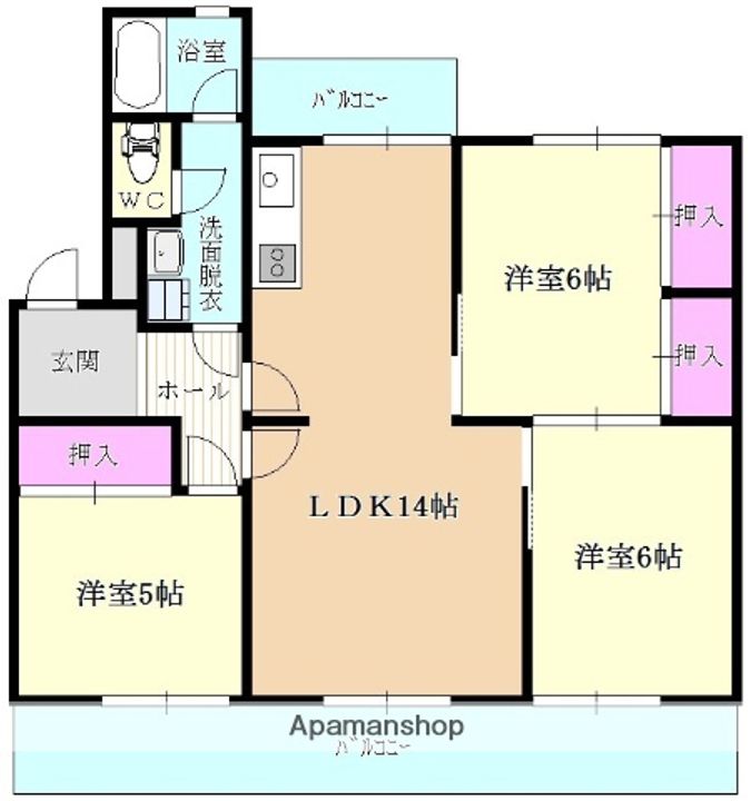 福岡県福岡市城南区長尾2丁目の賃貸マンションの間取り