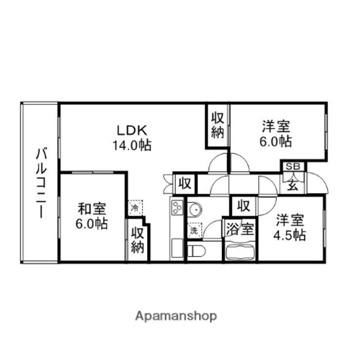 福岡県福岡市南区寺塚1丁目の賃貸マンションの間取り