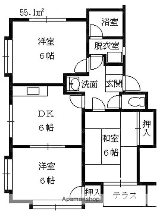 メモリー五郎丸 D棟の間取り