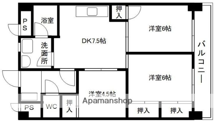 福岡県大野城市川久保1丁目の賃貸マンションの間取り