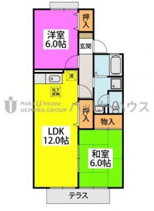 福岡県春日市平田台4丁目の賃貸アパートの間取り