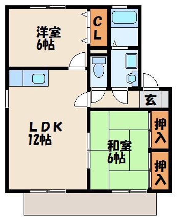 福岡県古賀市舞の里4丁目の賃貸アパート202の間取り